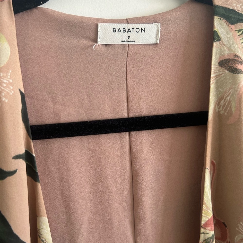 Aritzia Babaton Pink Green Floral Wrap Dress S - Picture 7 of 11